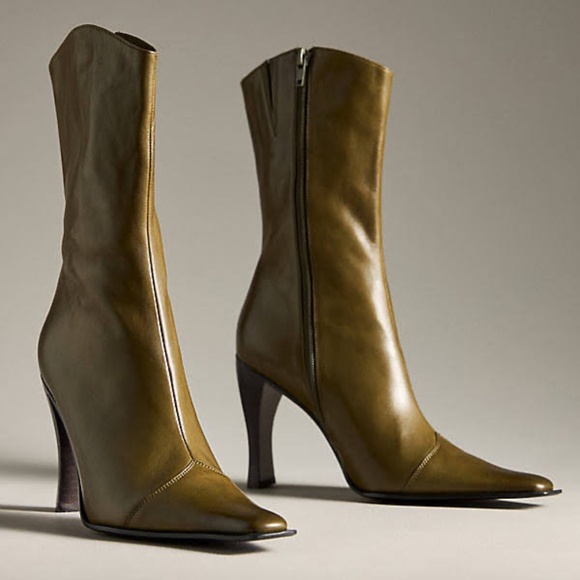 Olive Distressed Jeffrey Campbell Be Bold Bootie SIZE 7 1/2 - Picture 1 of 8